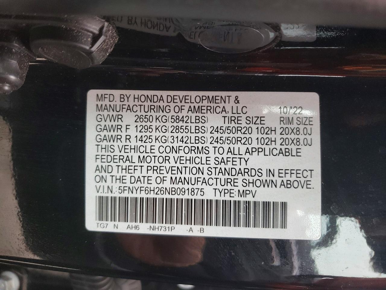 2022 HONDA PILOT