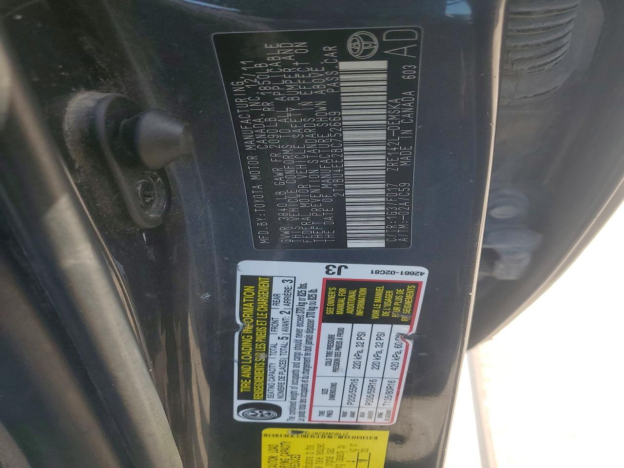2011 TOYOTA COROLLA