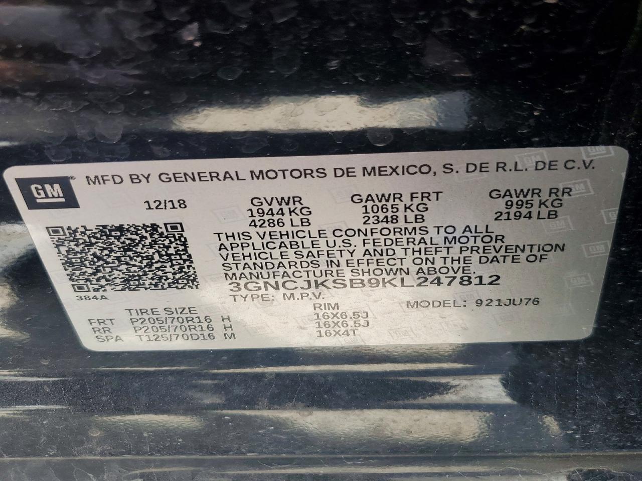 2019 CHEVROLET TRAX