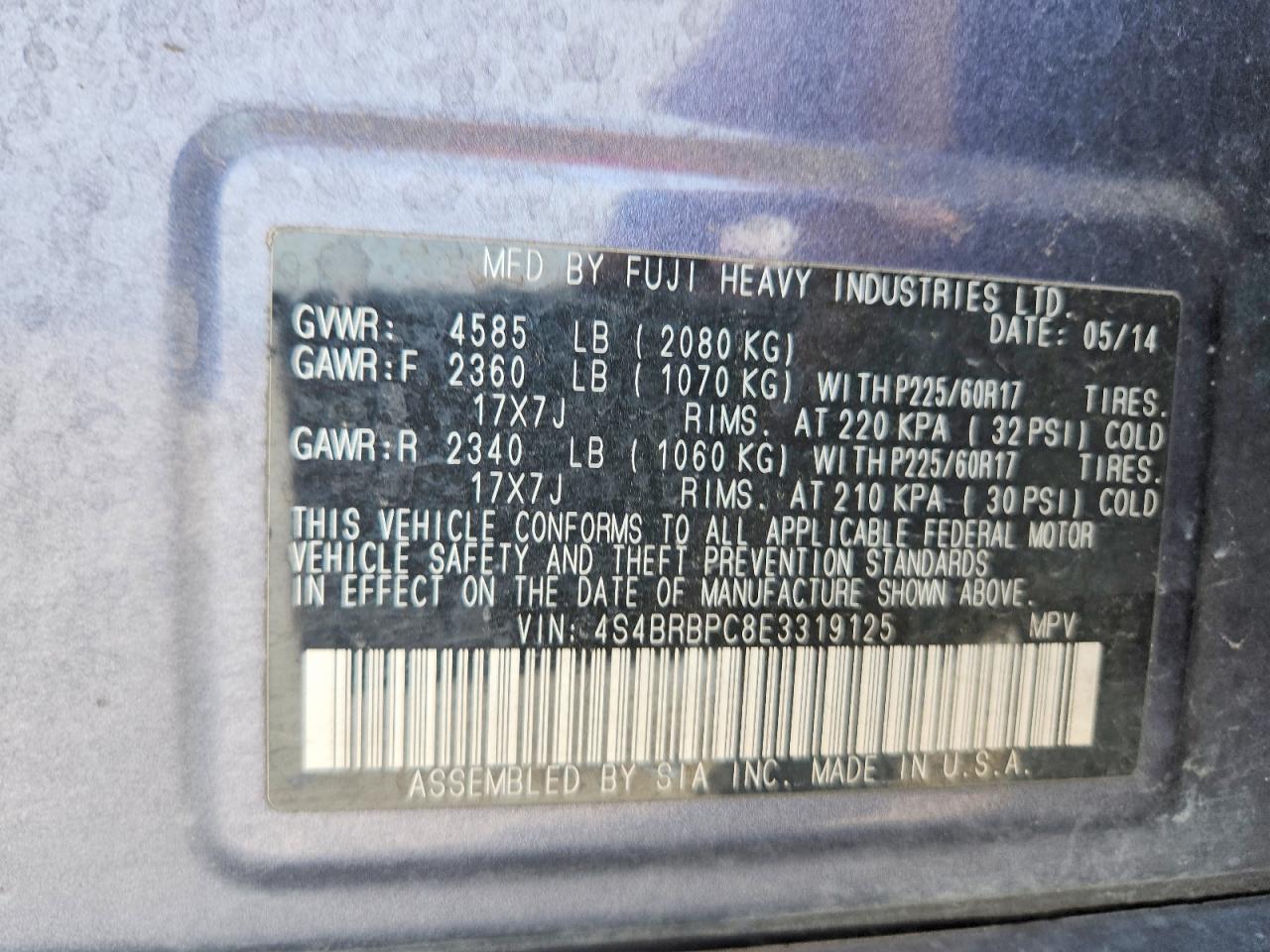 2014 SUBARU OUTBACK