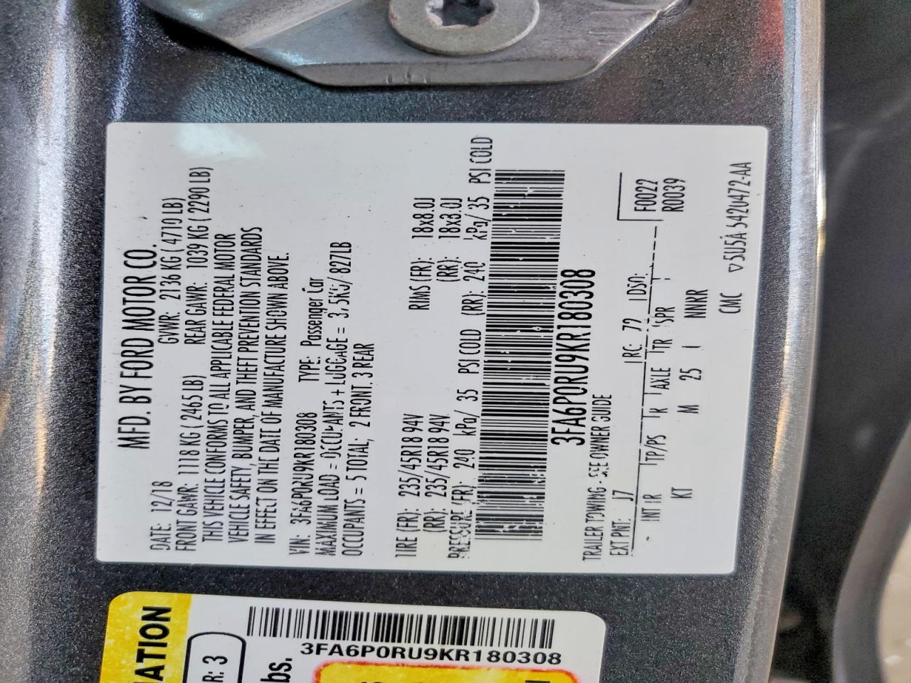2019 FORD FUSION
