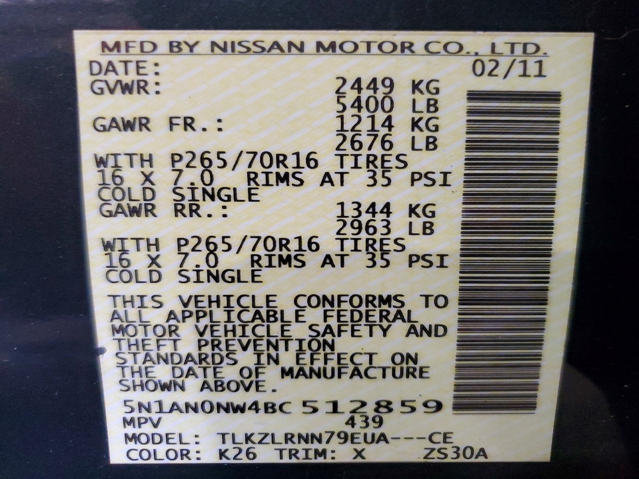 2011 NISSAN XTERRA