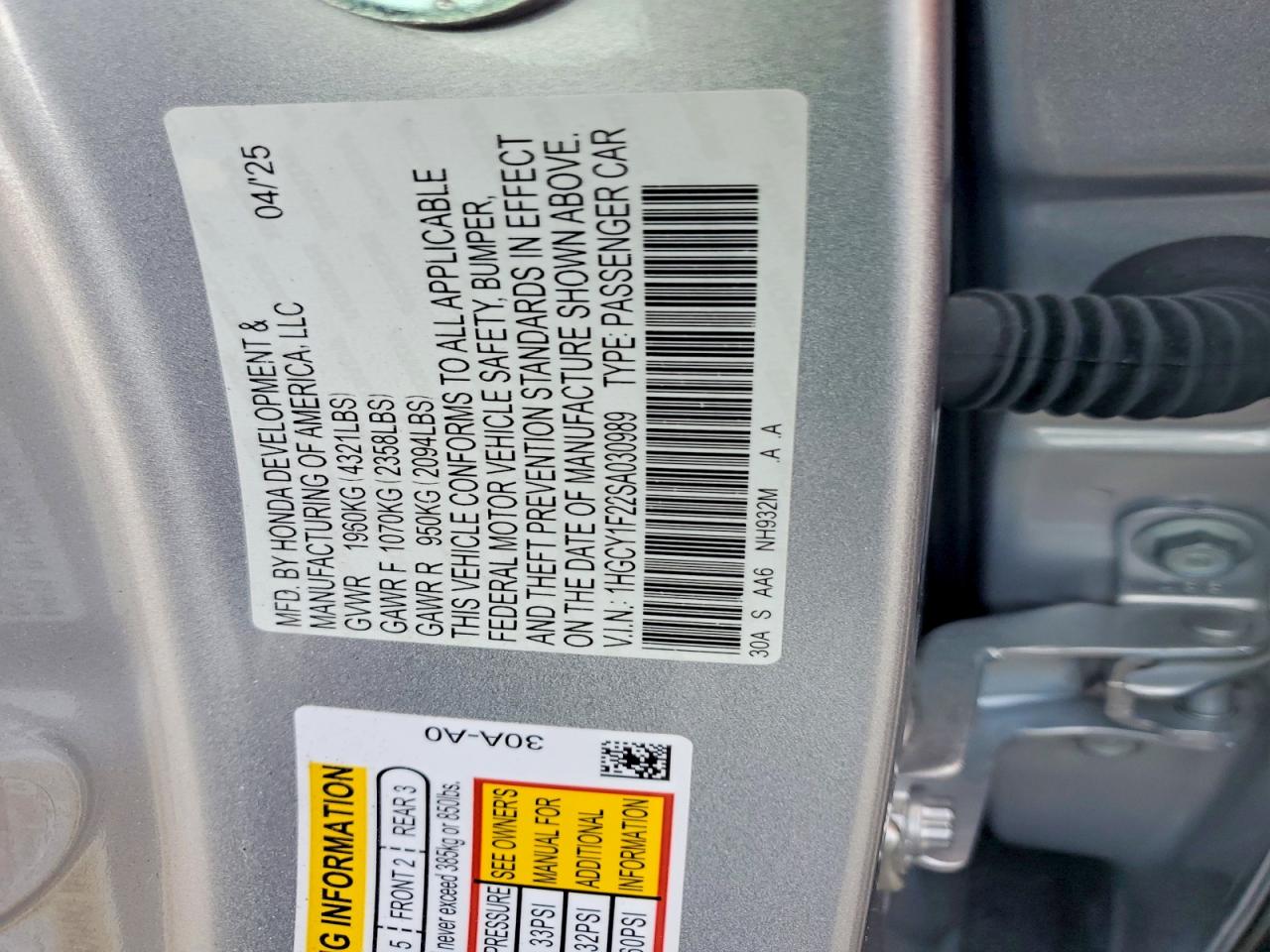 2025 HONDA ACCORD