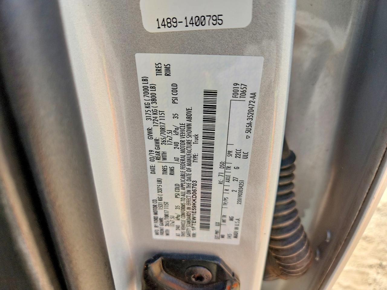 2019 FORD F150