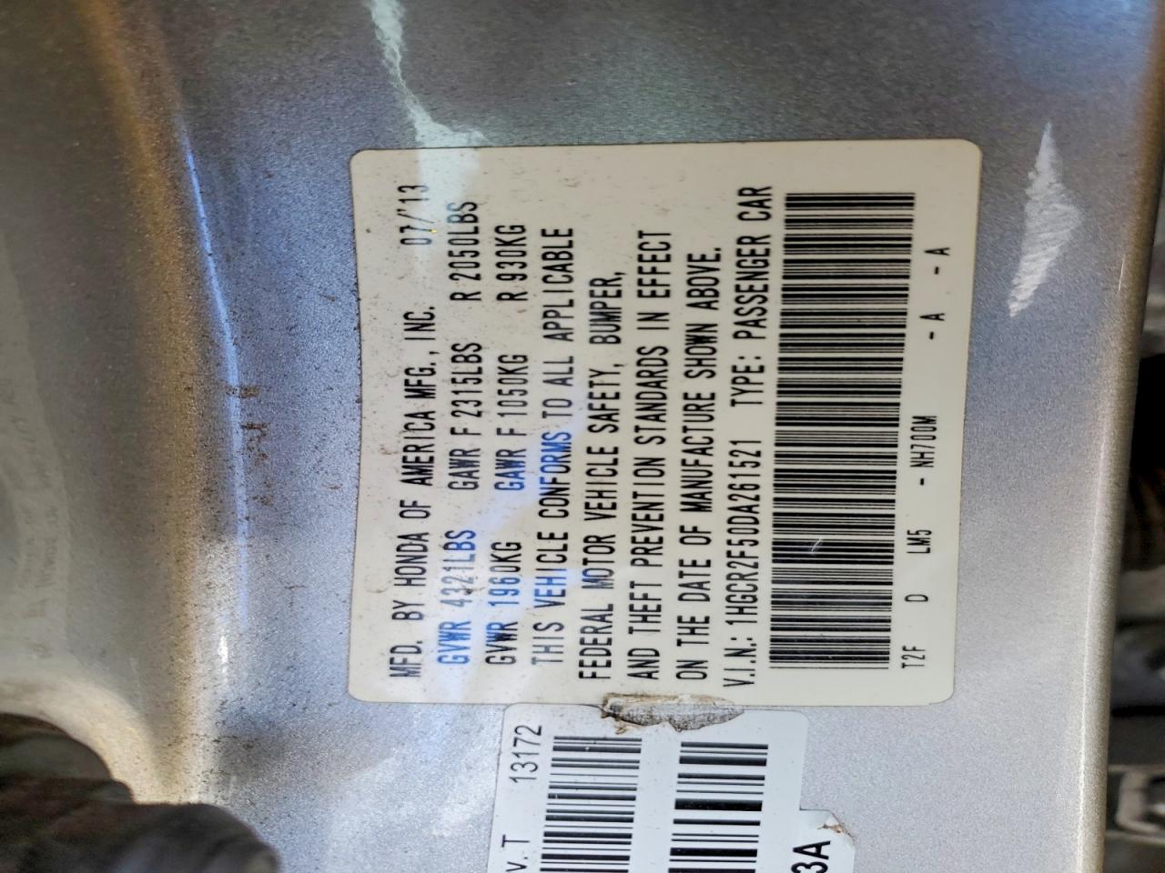 2013 HONDA ACCORD