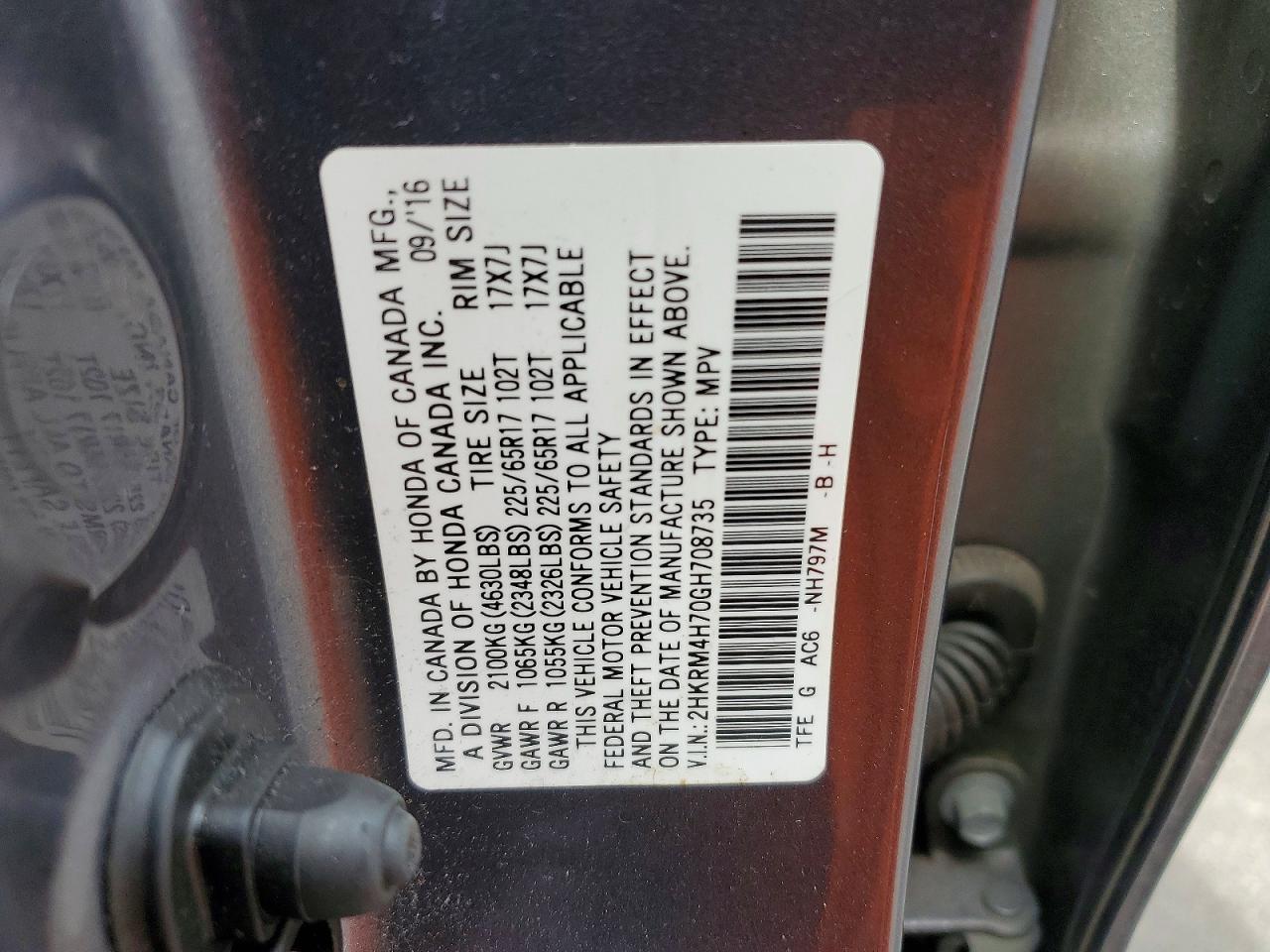 2016 HONDA CRV
