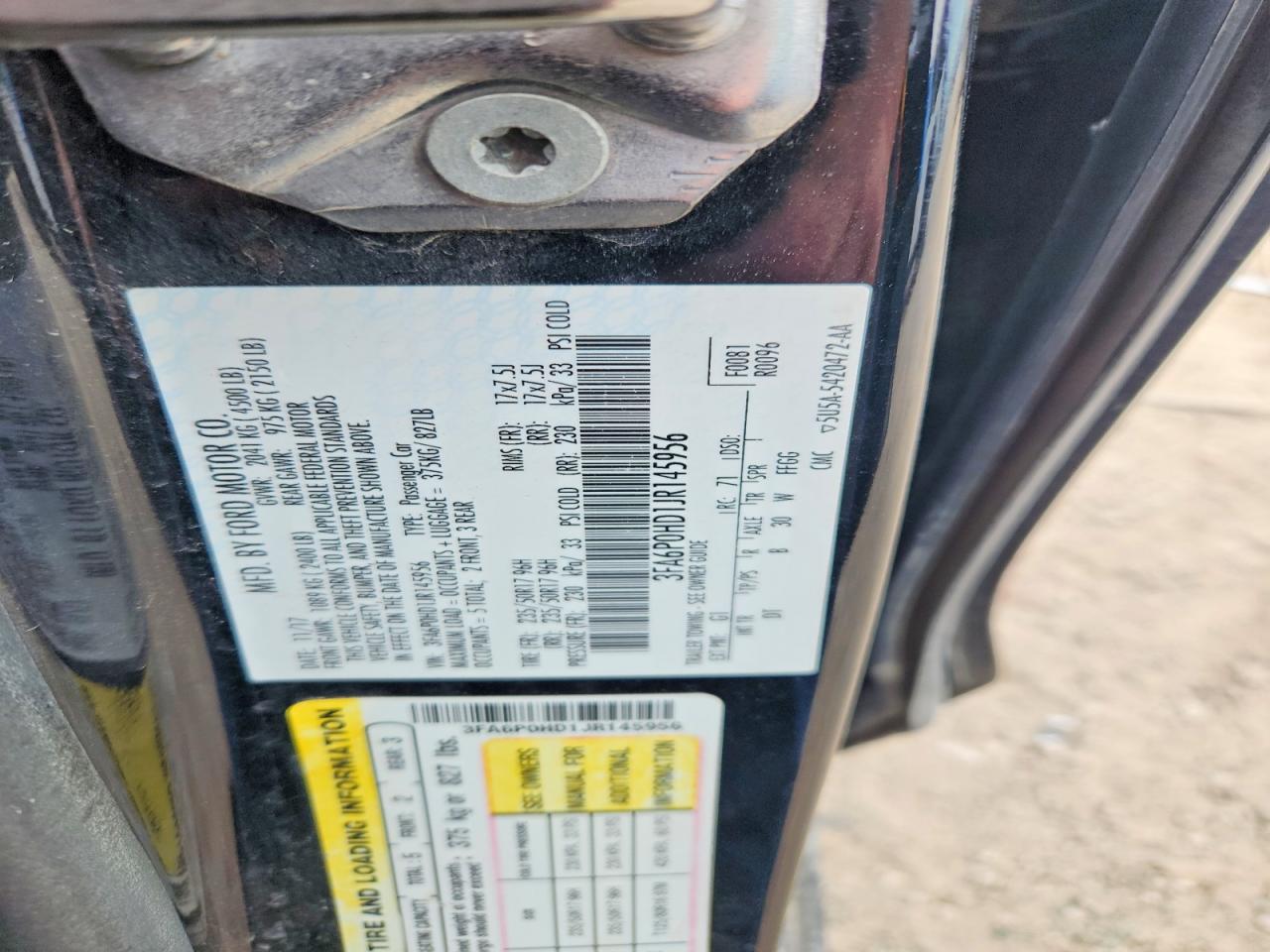 2018 FORD FUSION