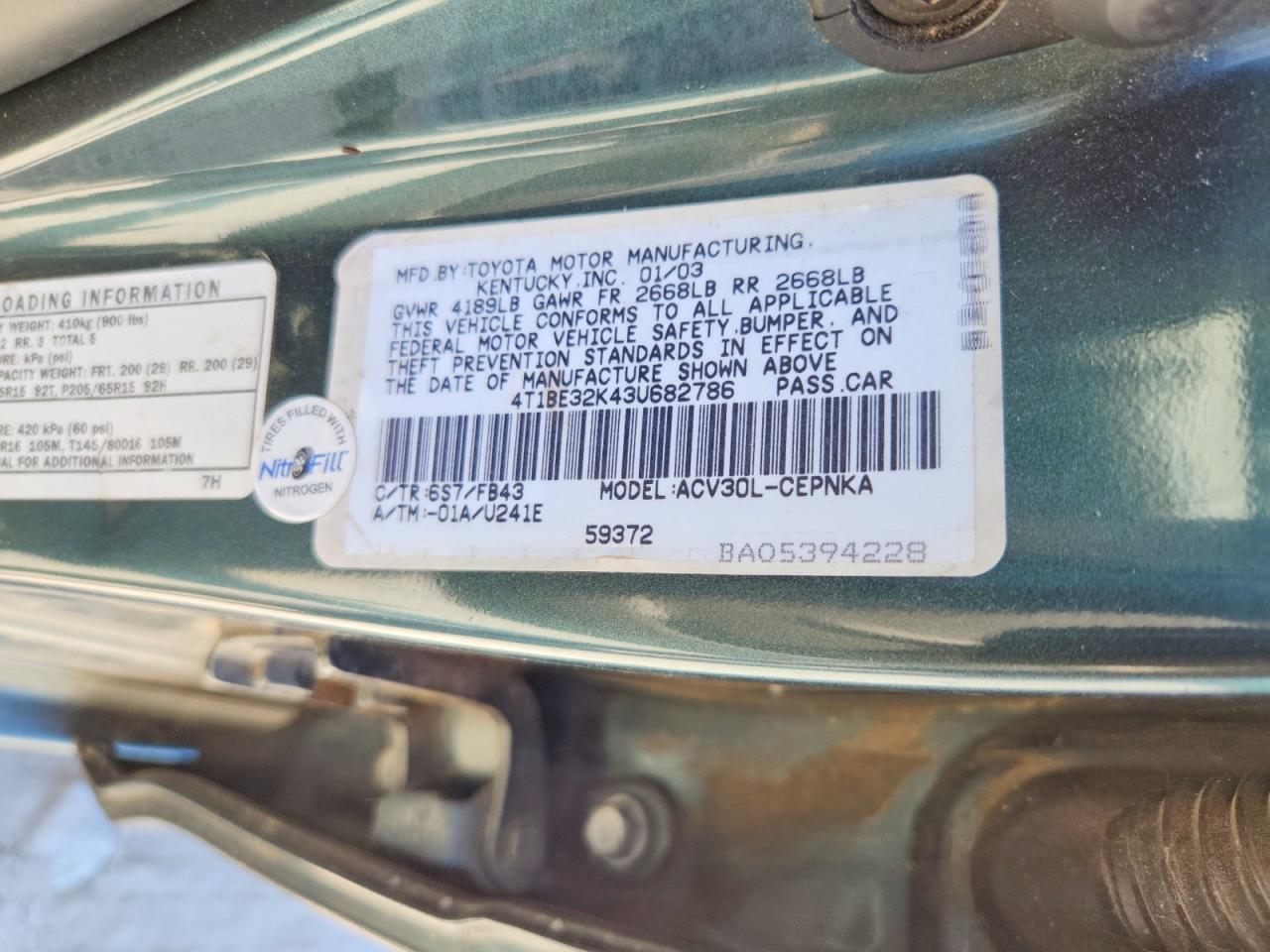 2003 TOYOTA CAMRY