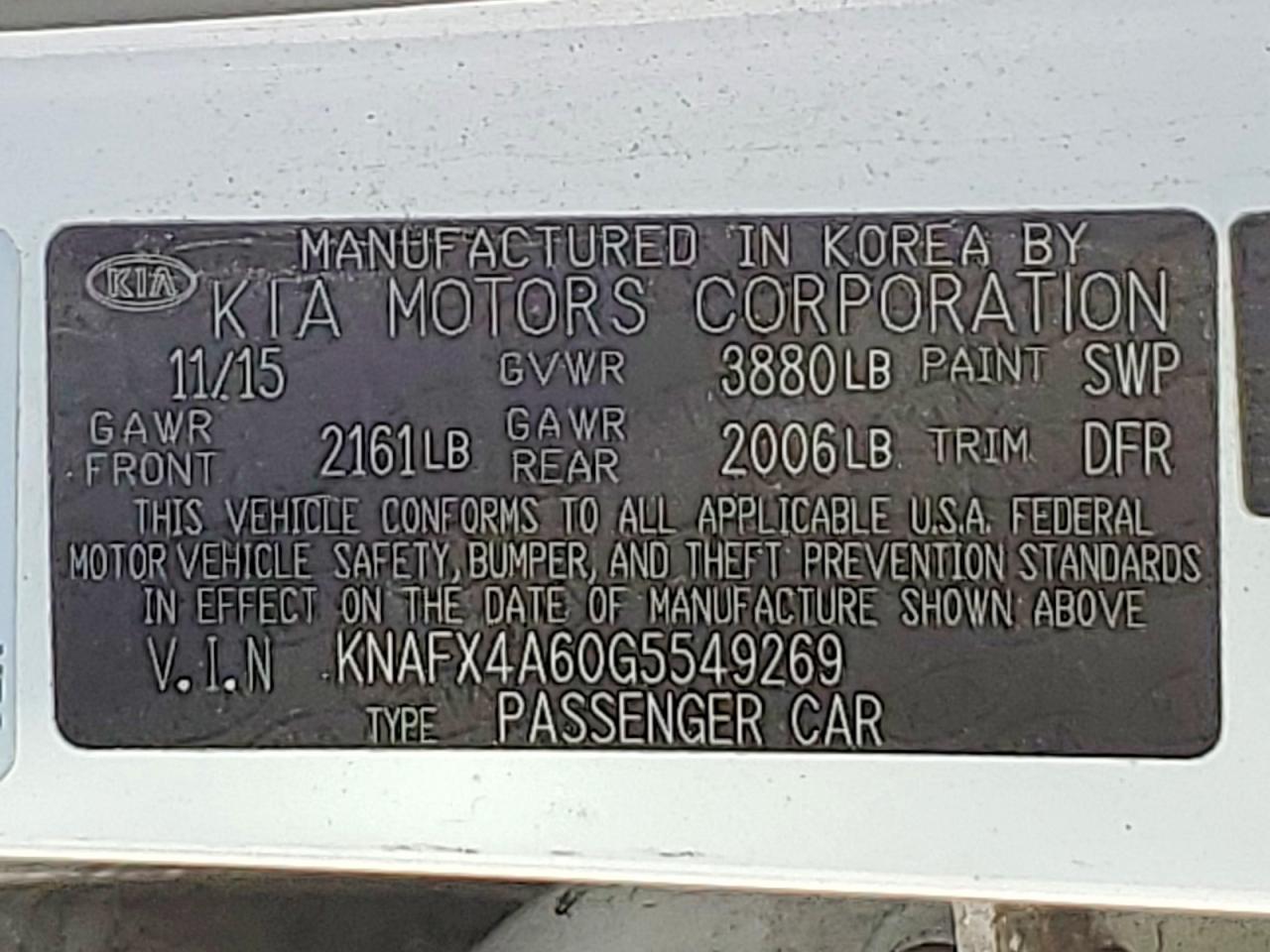 2016 KIA FORTE