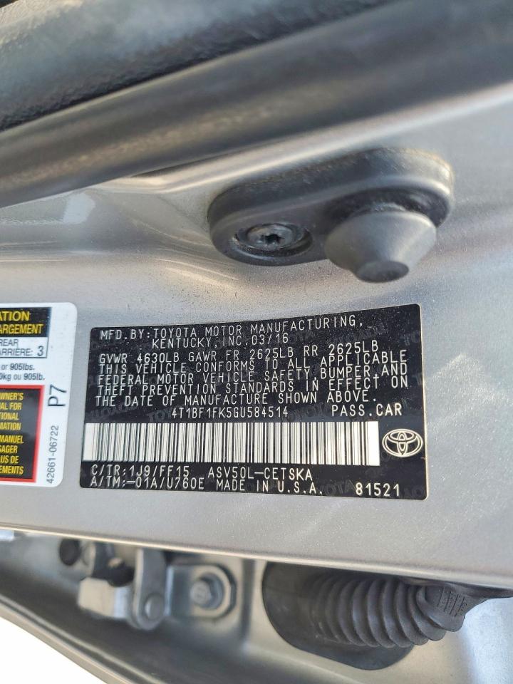 2016 TOYOTA CAMRY