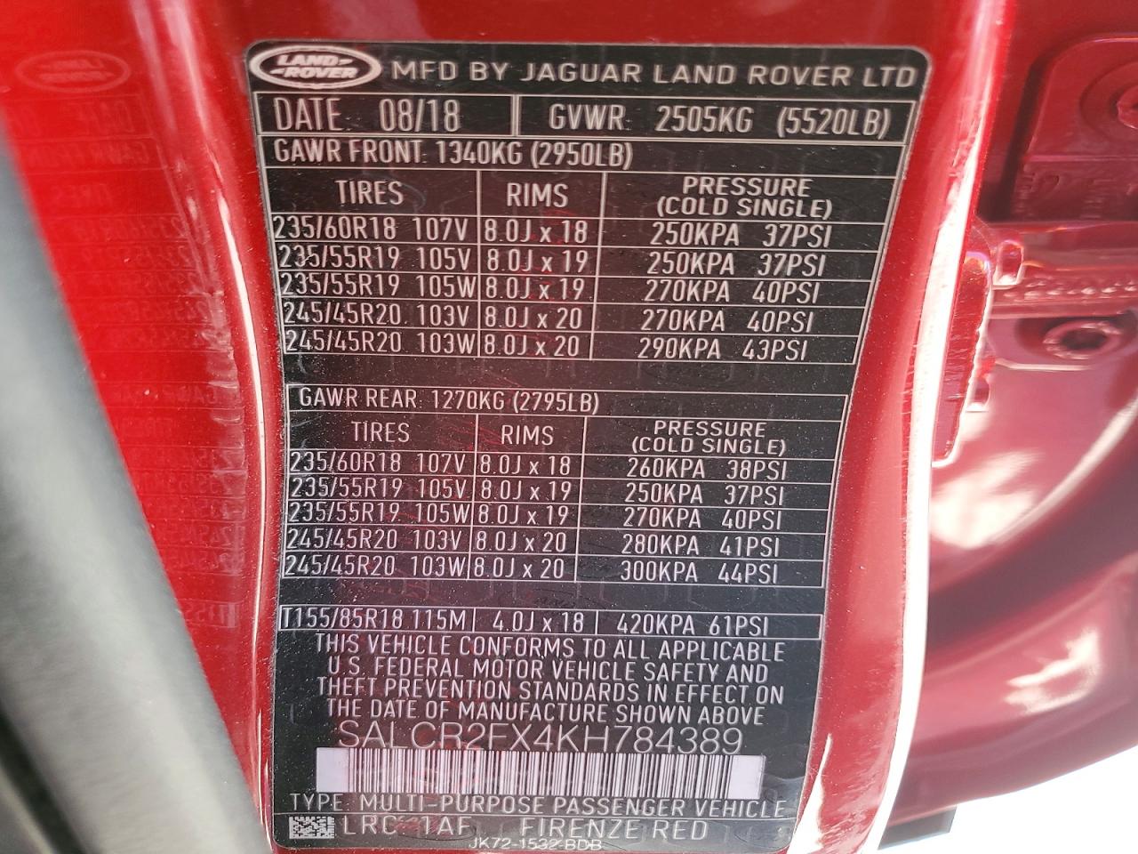 2019 LAND ROVER DISCOVERY
