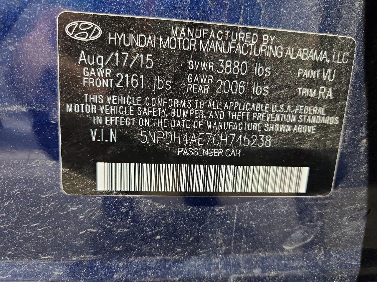 2016 HYUNDAI ELANTRA