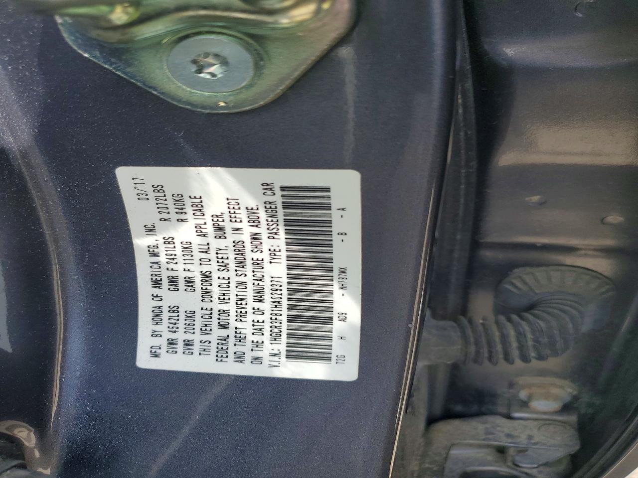 2017 HONDA ACCORD
