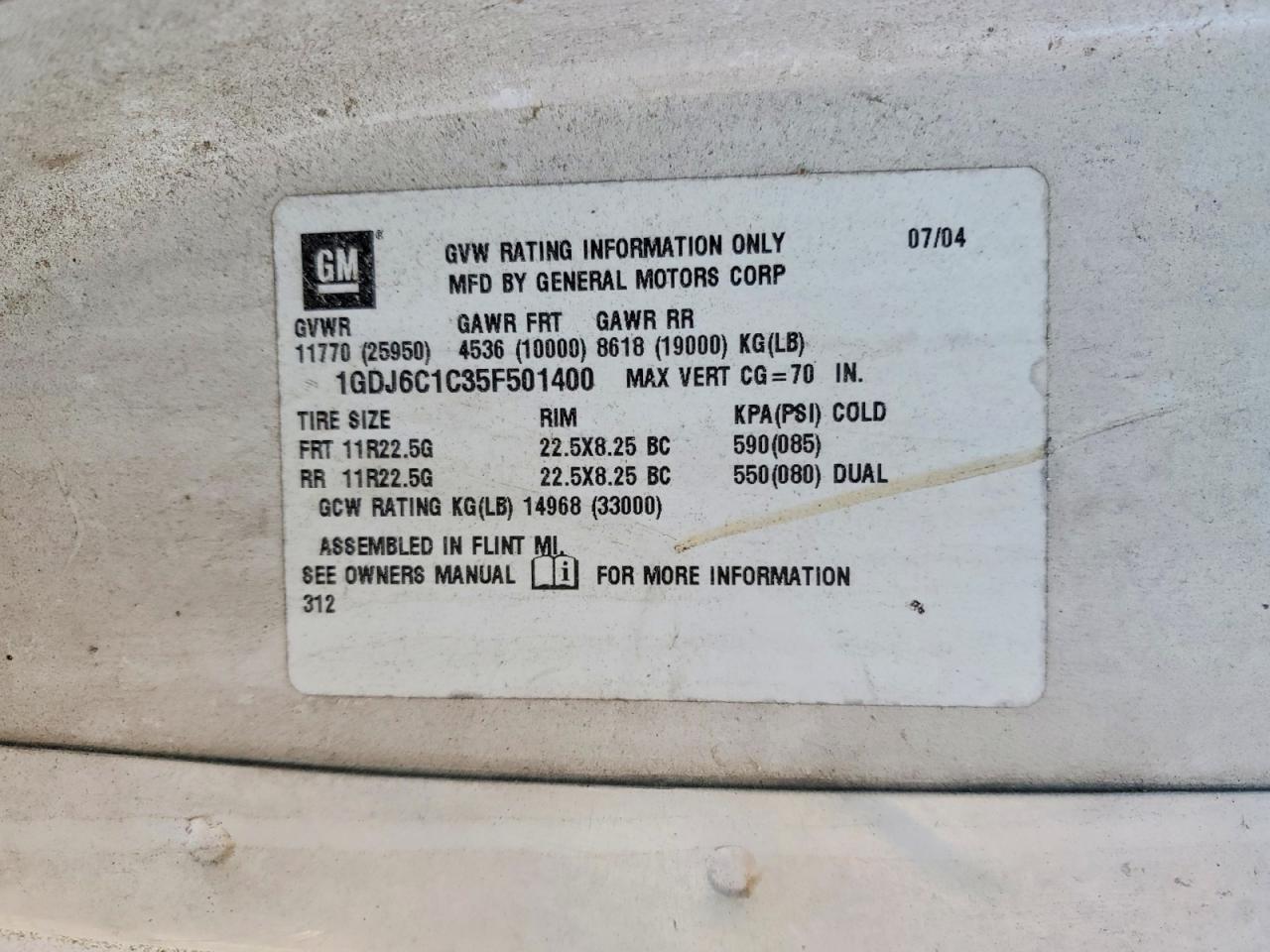2005 GMC C/K/R6500