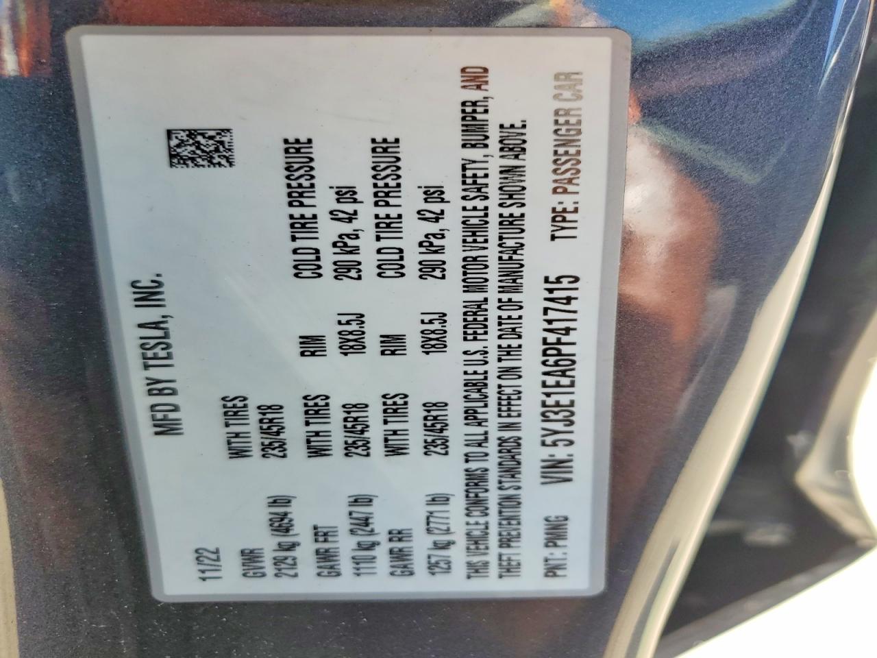 2023 TESLA MODEL 3