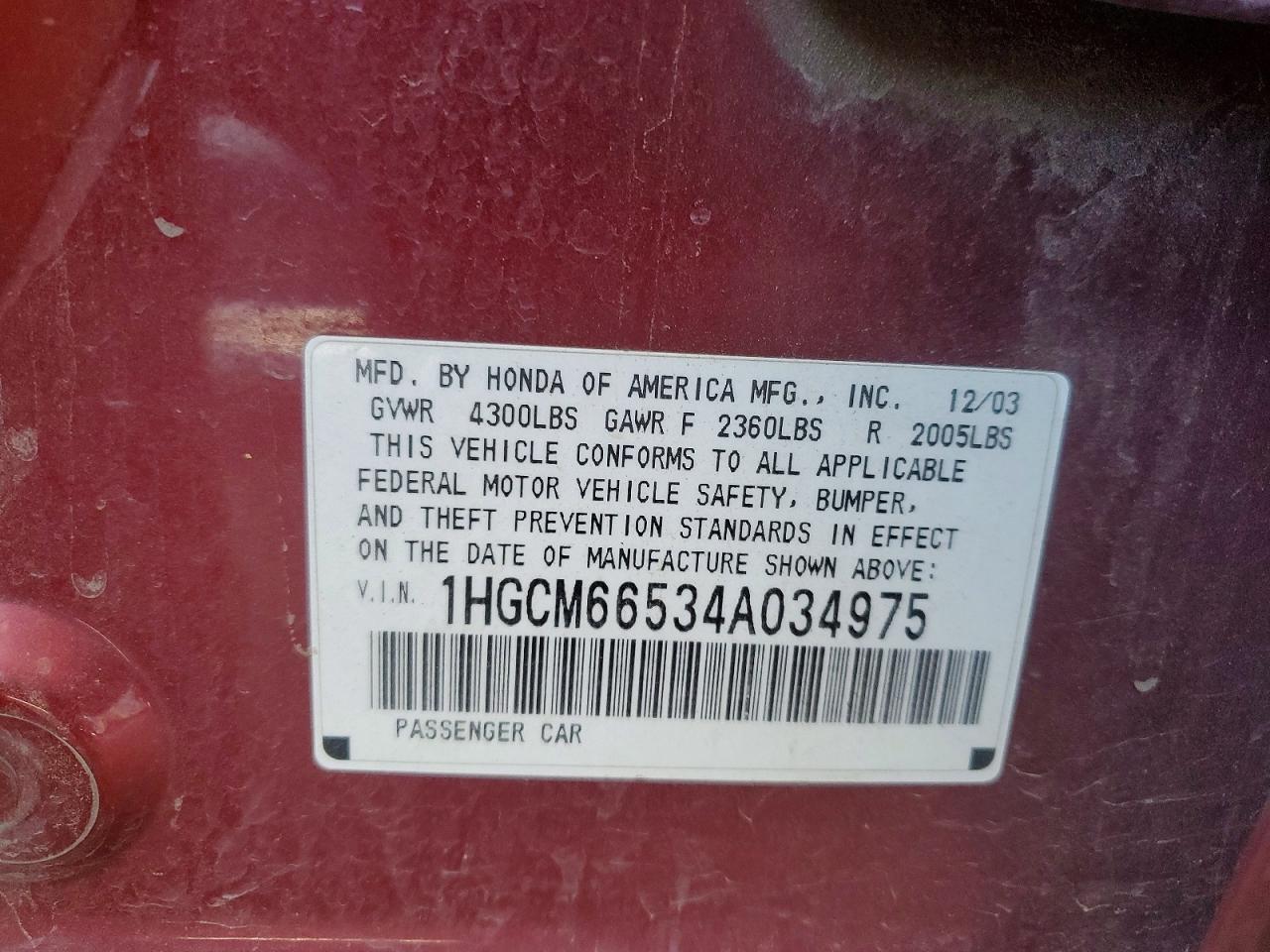 2004 HONDA ACCORD