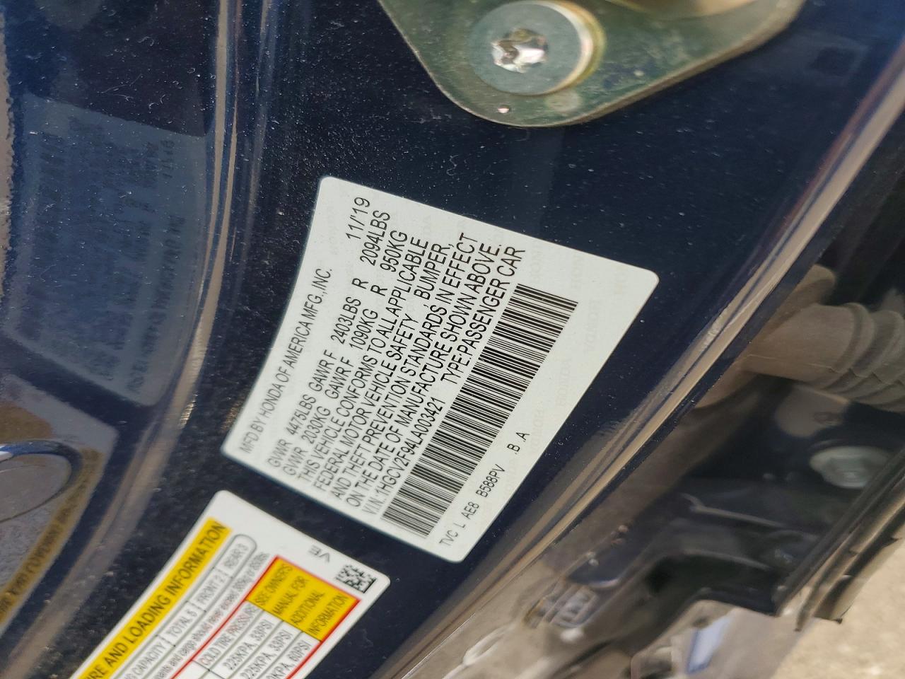 2020 HONDA ACCORD