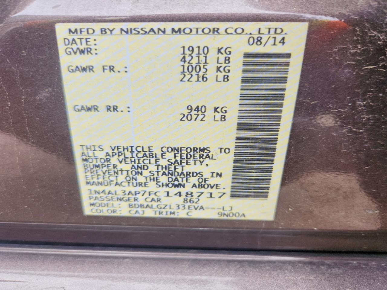 2015 NISSAN ALTIMA