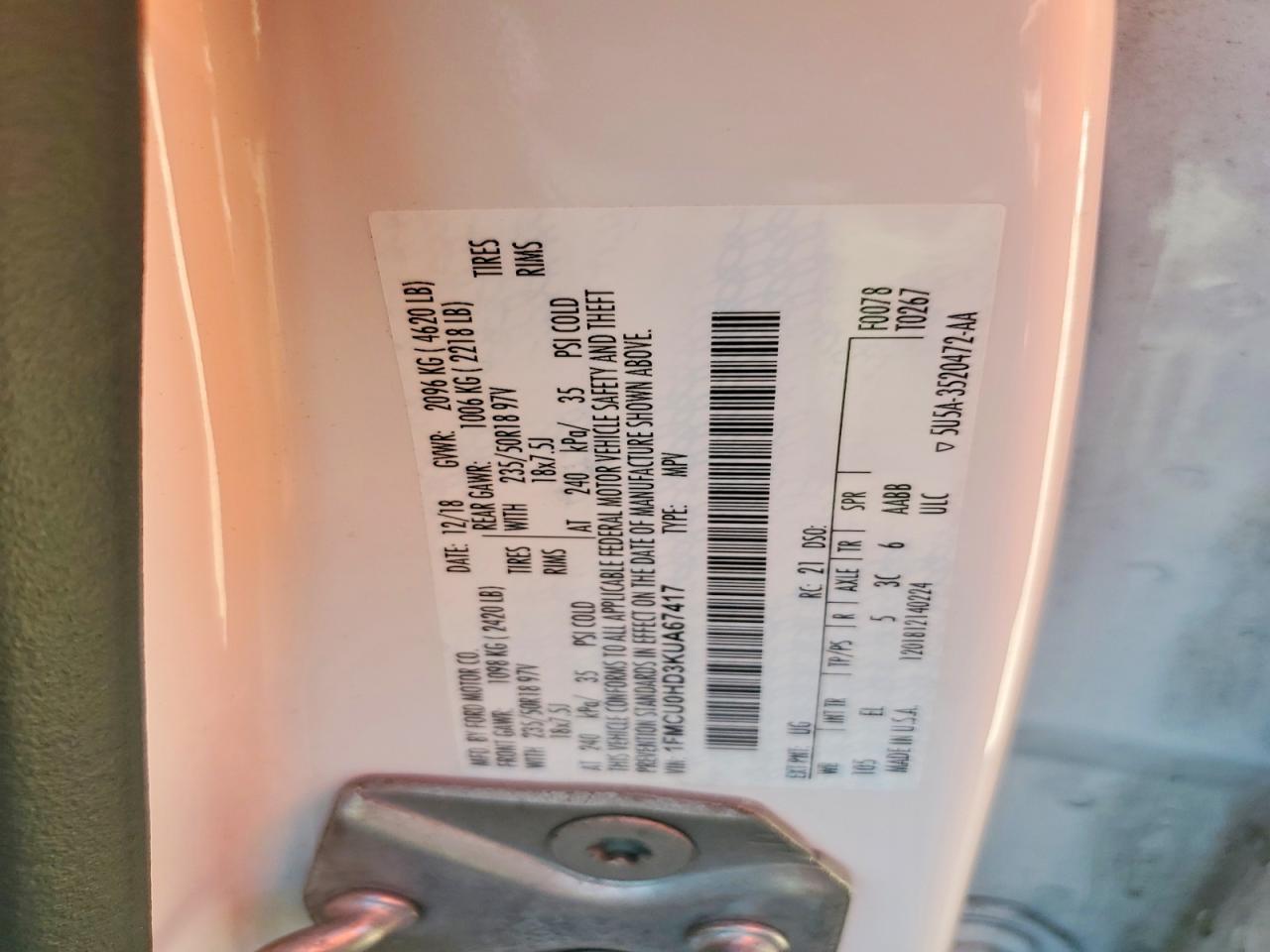 2019 FORD ESCAPE