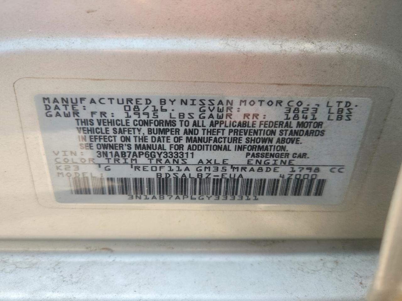 2016 NISSAN SENTRA