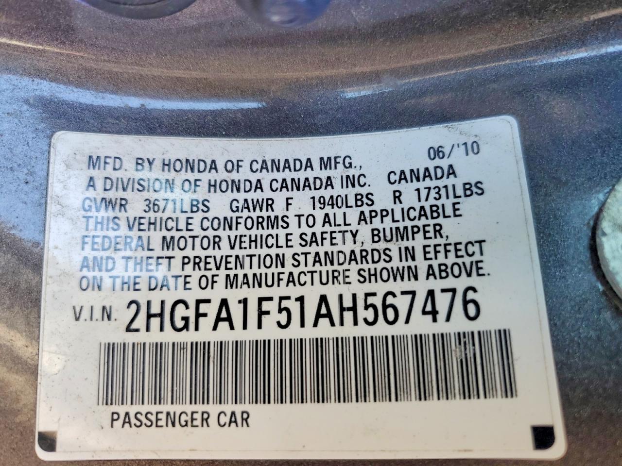 2010 HONDA CIVIC