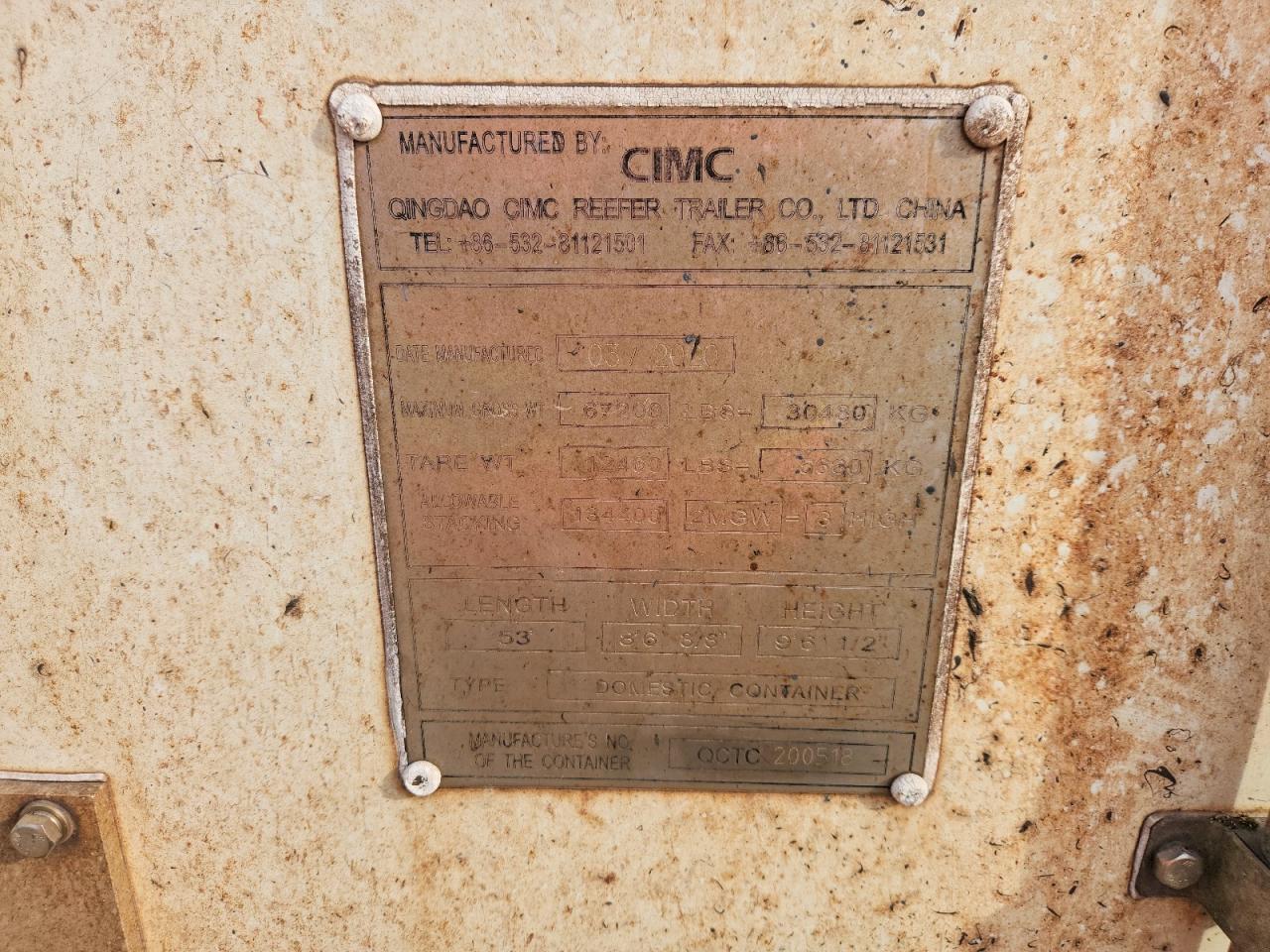 2020 CIMC REEFER TRAILER
