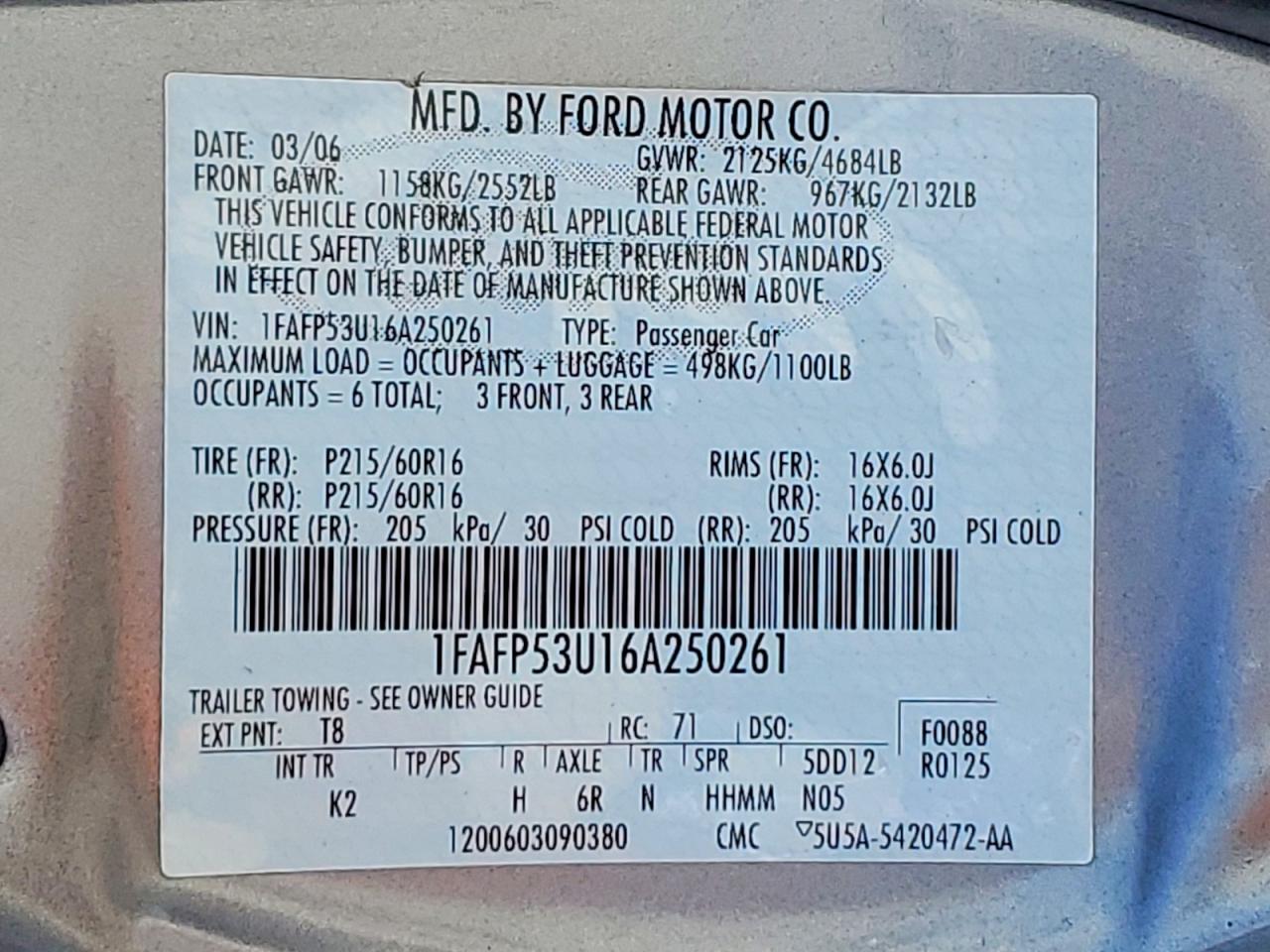2006 FORD TAURUS