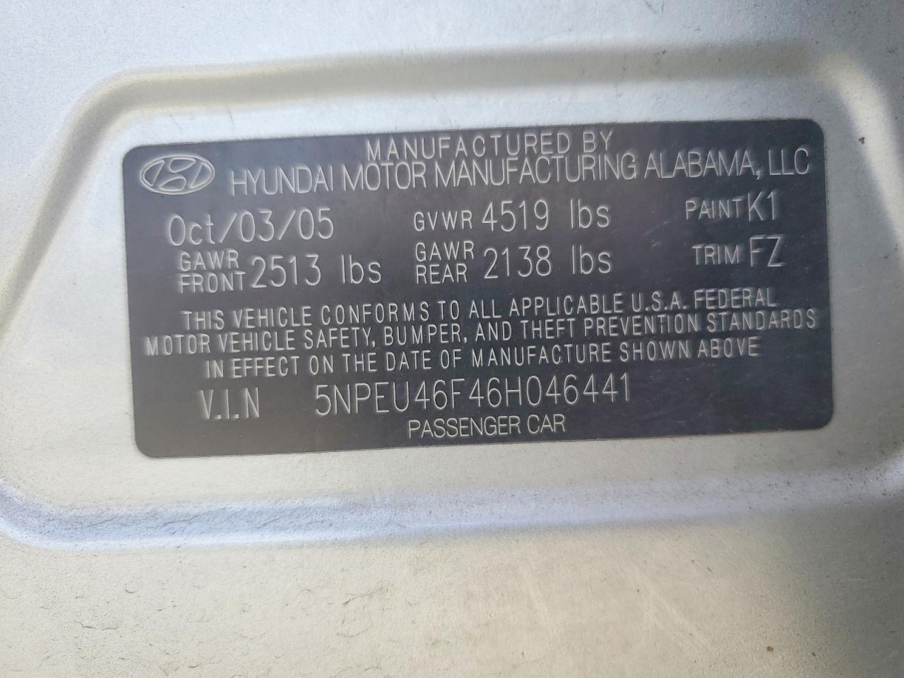 2006 HYUNDAI SONATA