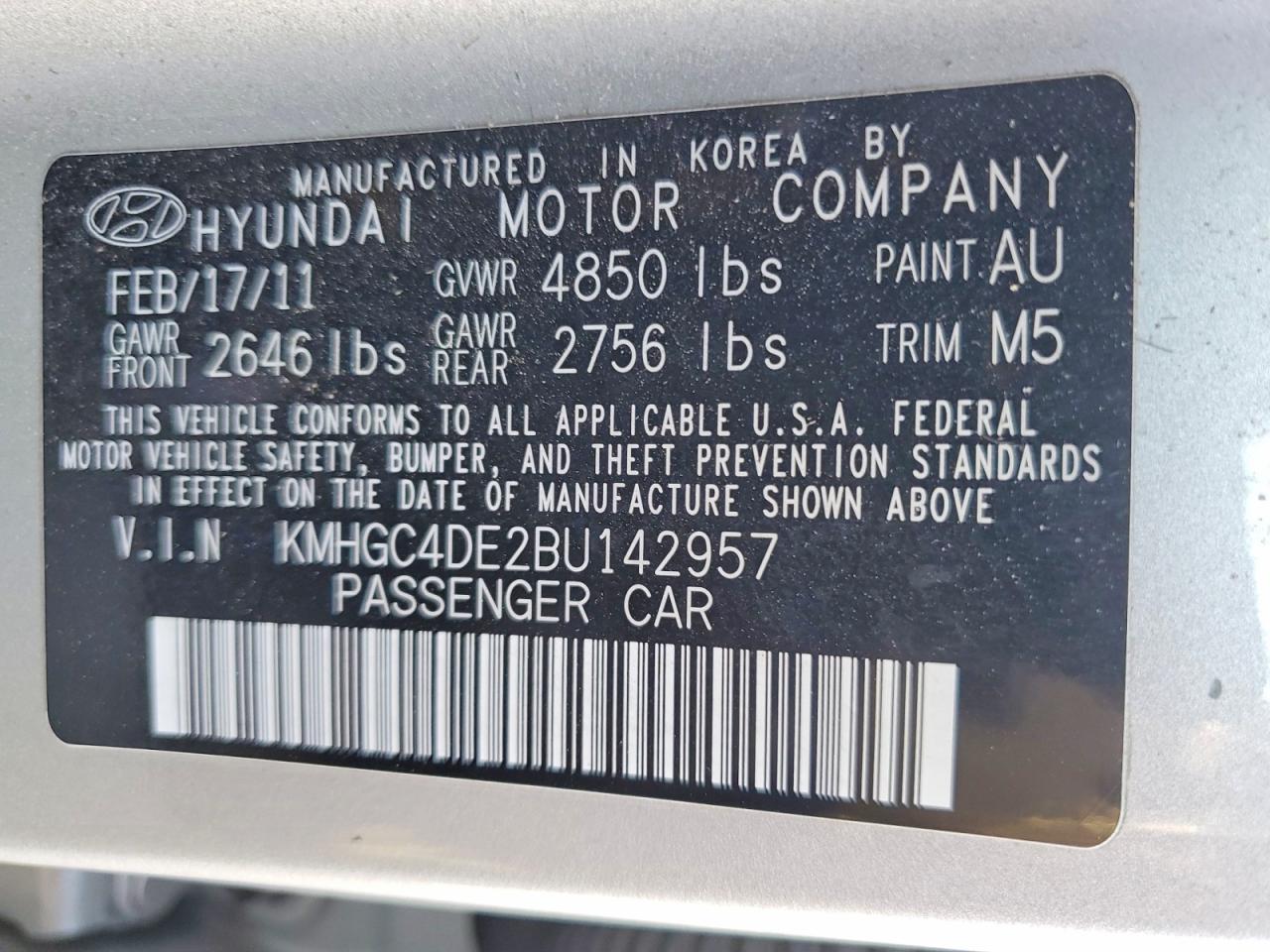 2011 HYUNDAI GENESIS