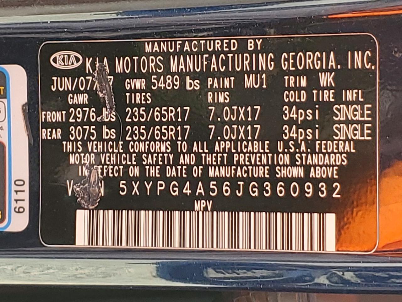 2018 KIA SORENTO