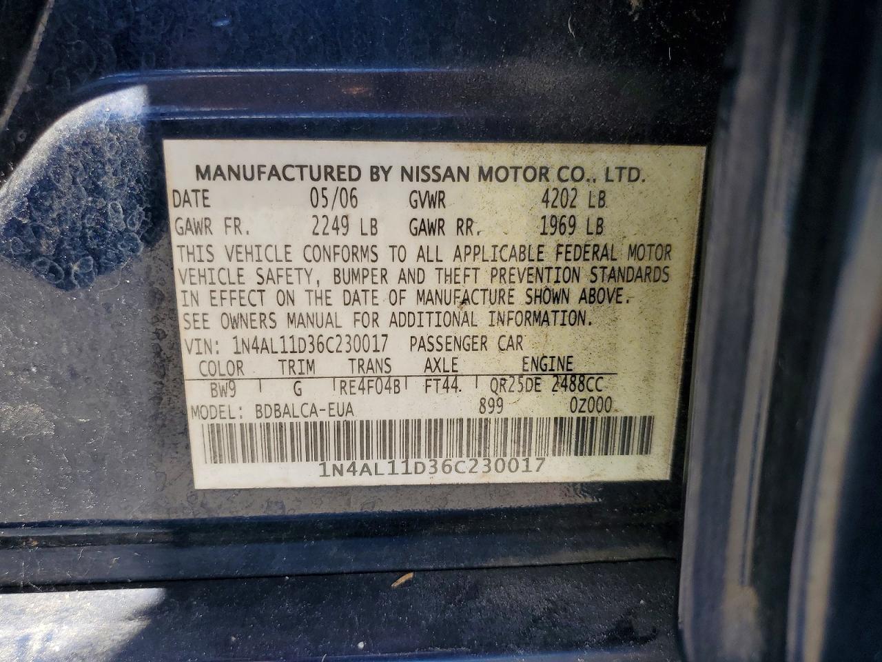 2006 NISSAN ALTIMA