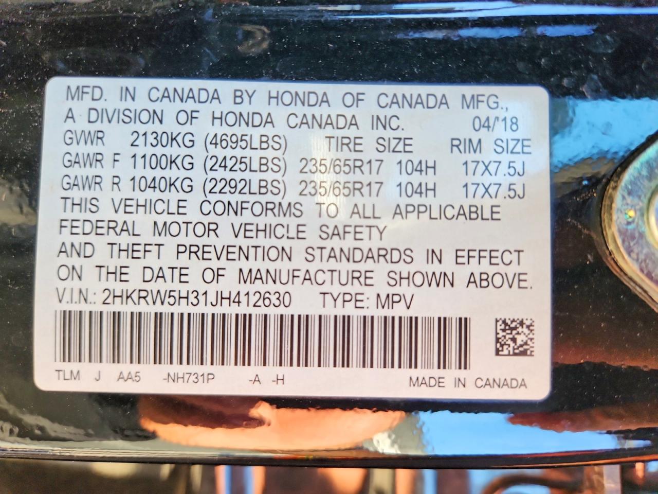2018 HONDA CRV