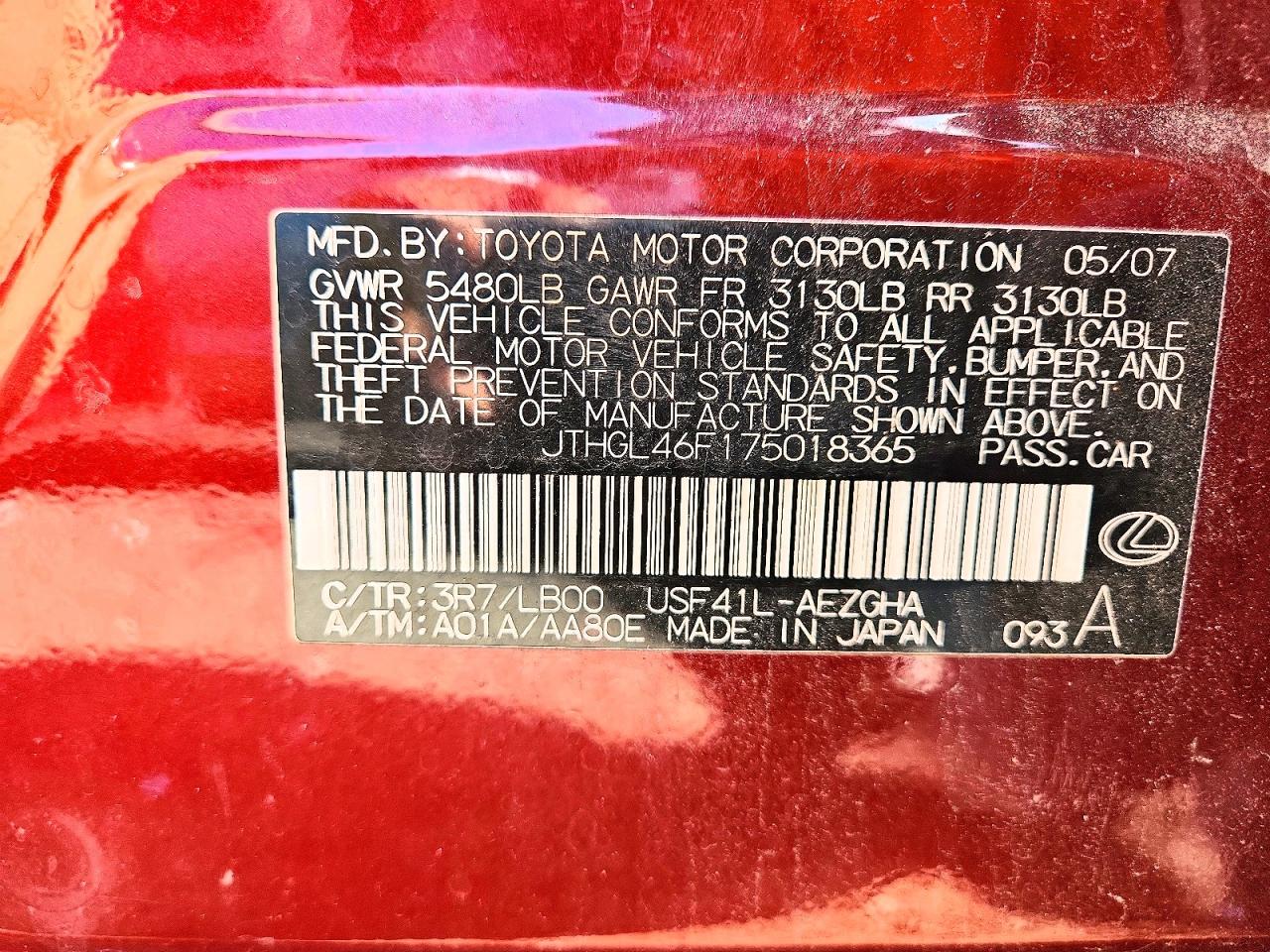 2007 LEXUS LS460