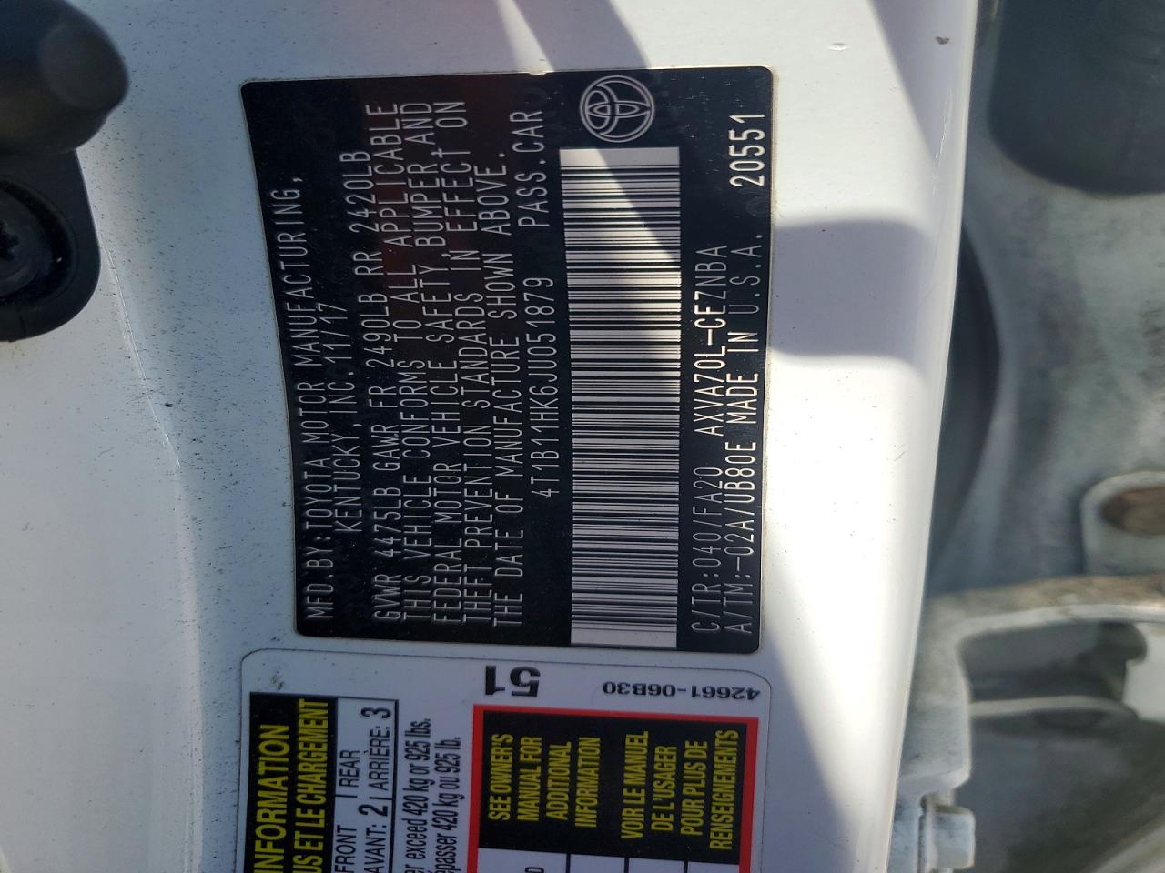 2018 TOYOTA CAMRY