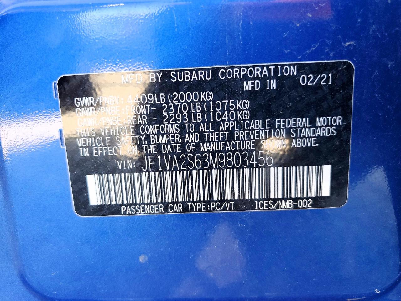 2021 SUBARU WRX