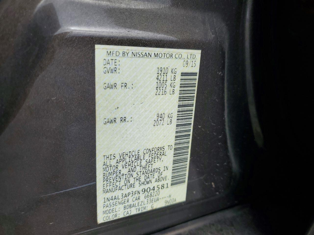 2015 NISSAN ALTIMA 2.5