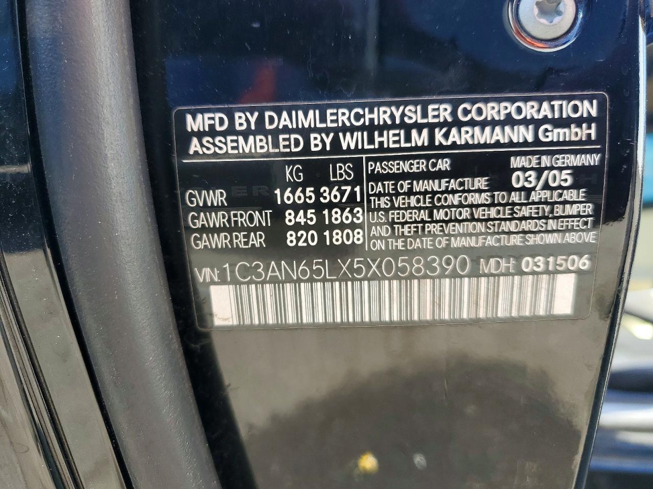 2005 CHRYSLER CROSSFIRE