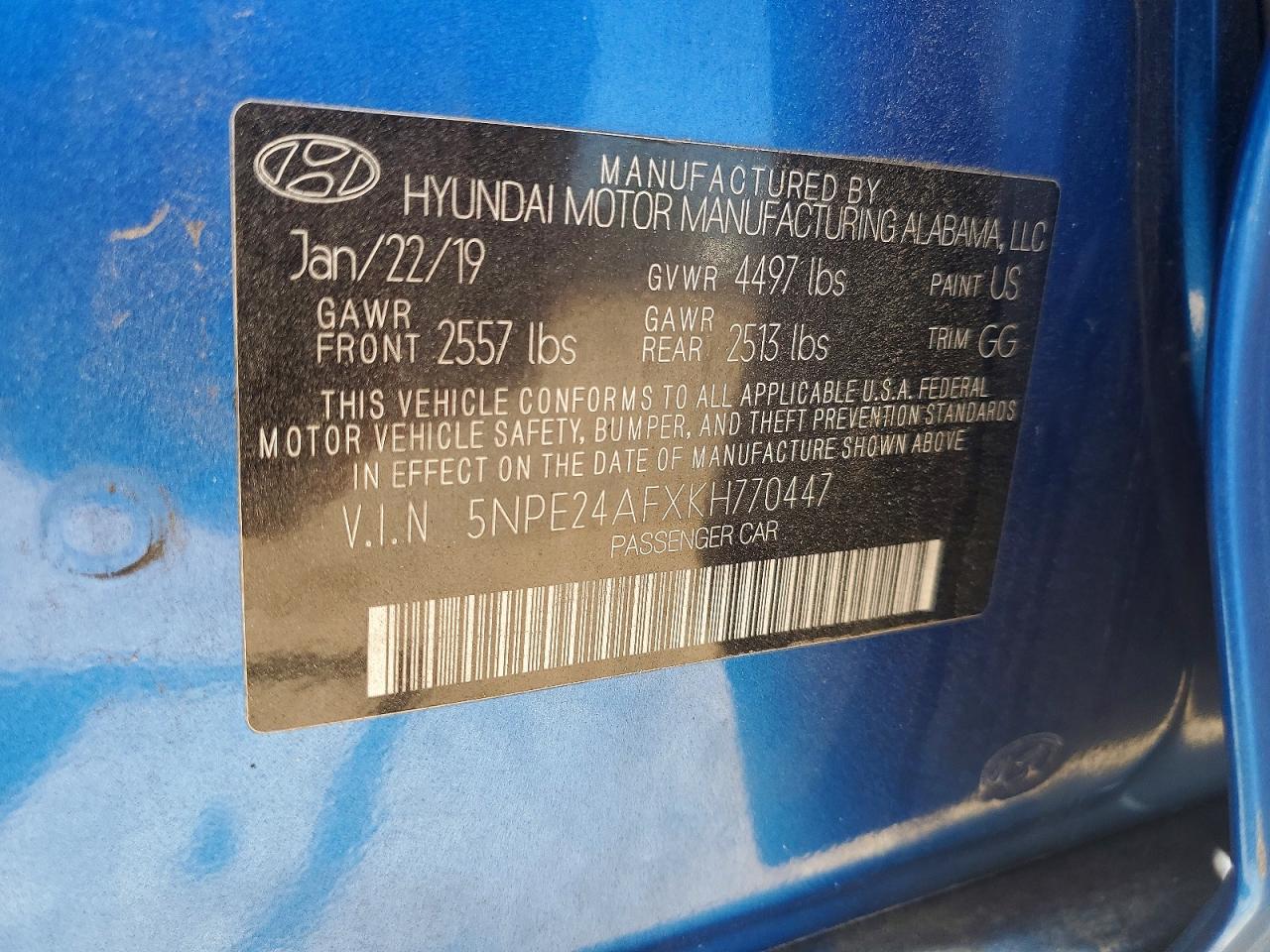 2019 HYUNDAI SONATA