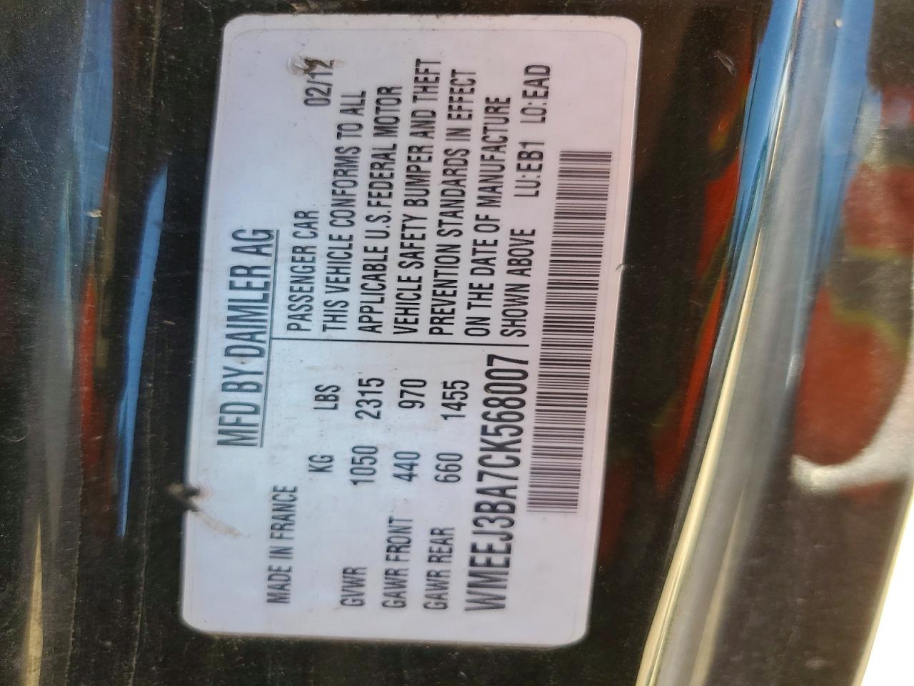 2012 SMART FORTWO