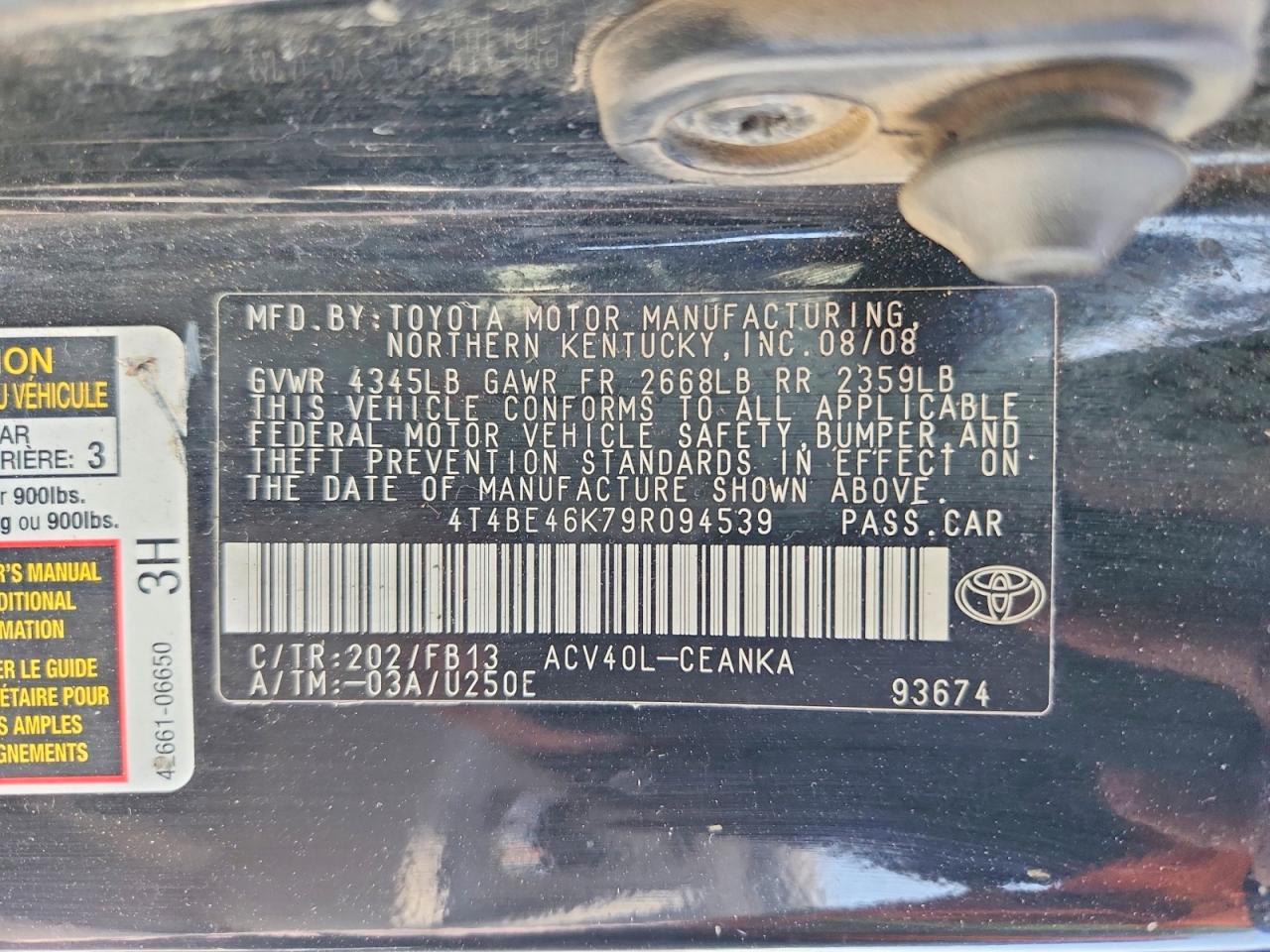 2009 TOYOTA CAMRY