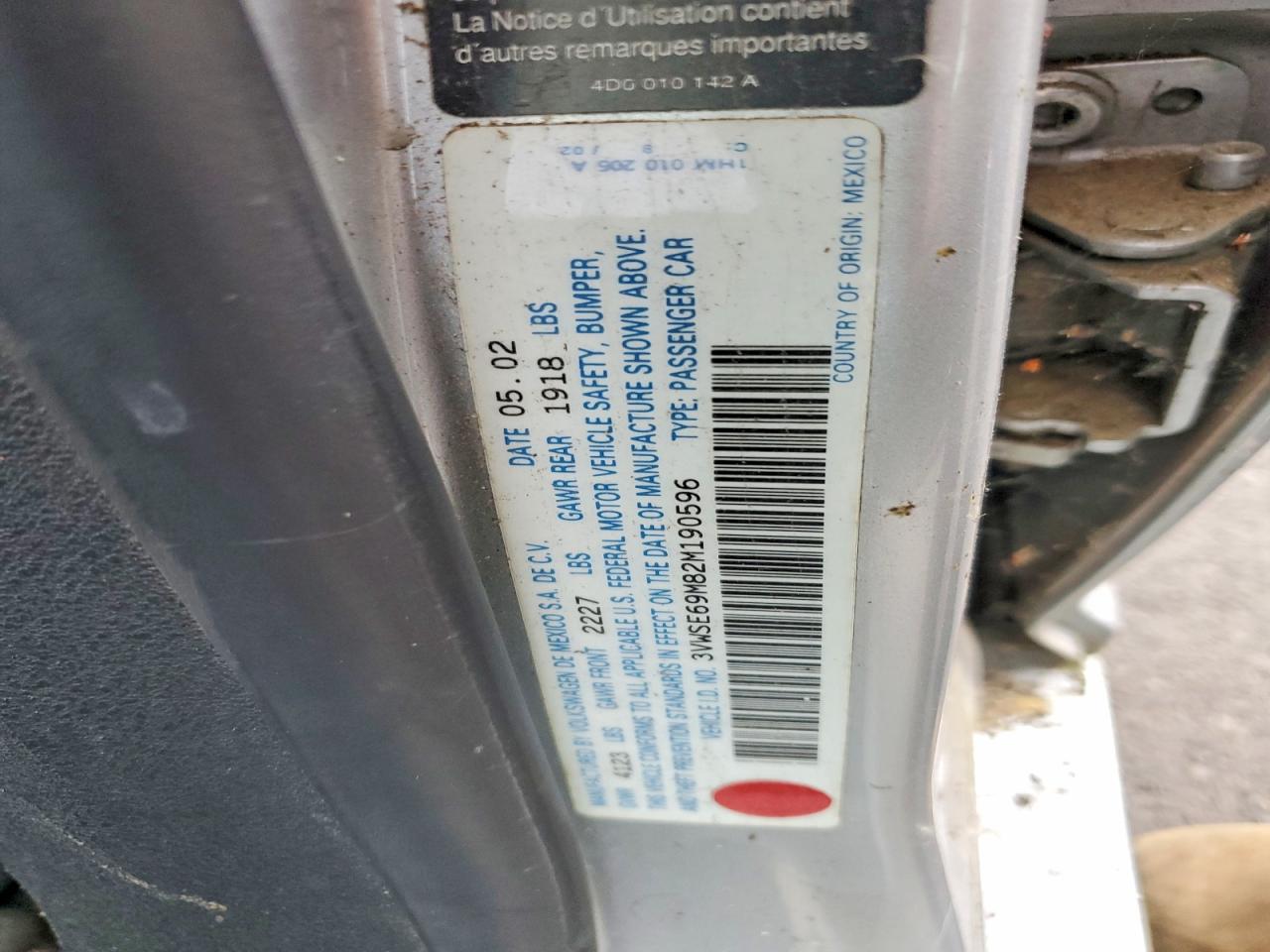 2002 VOLKSWAGEN JETTA
