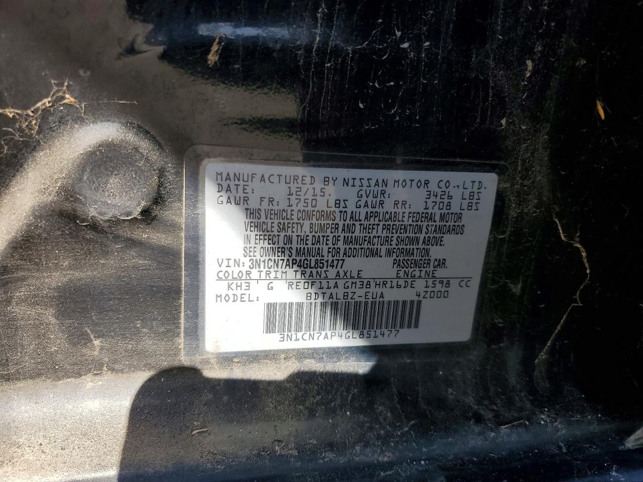 2016 NISSAN VERSA