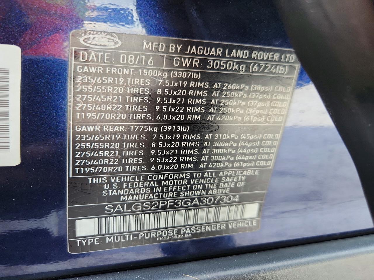 2016 LAND ROVER RANGEROVER