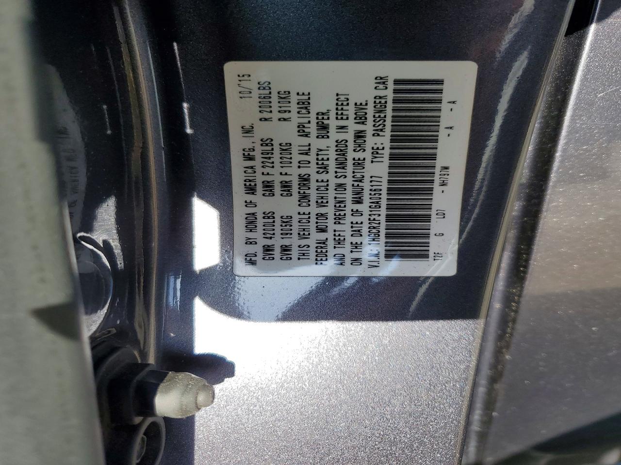 2016 HONDA ACCORD