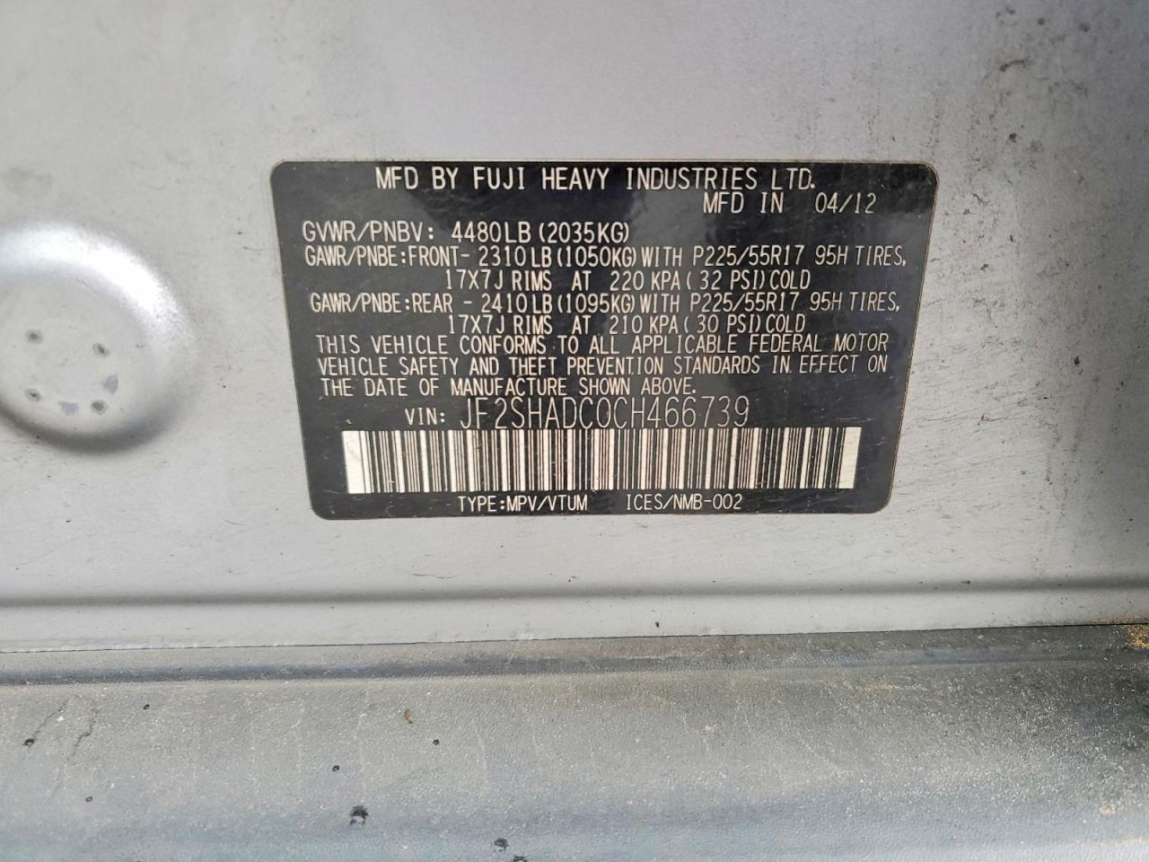 2012 SUBARU FORESTER