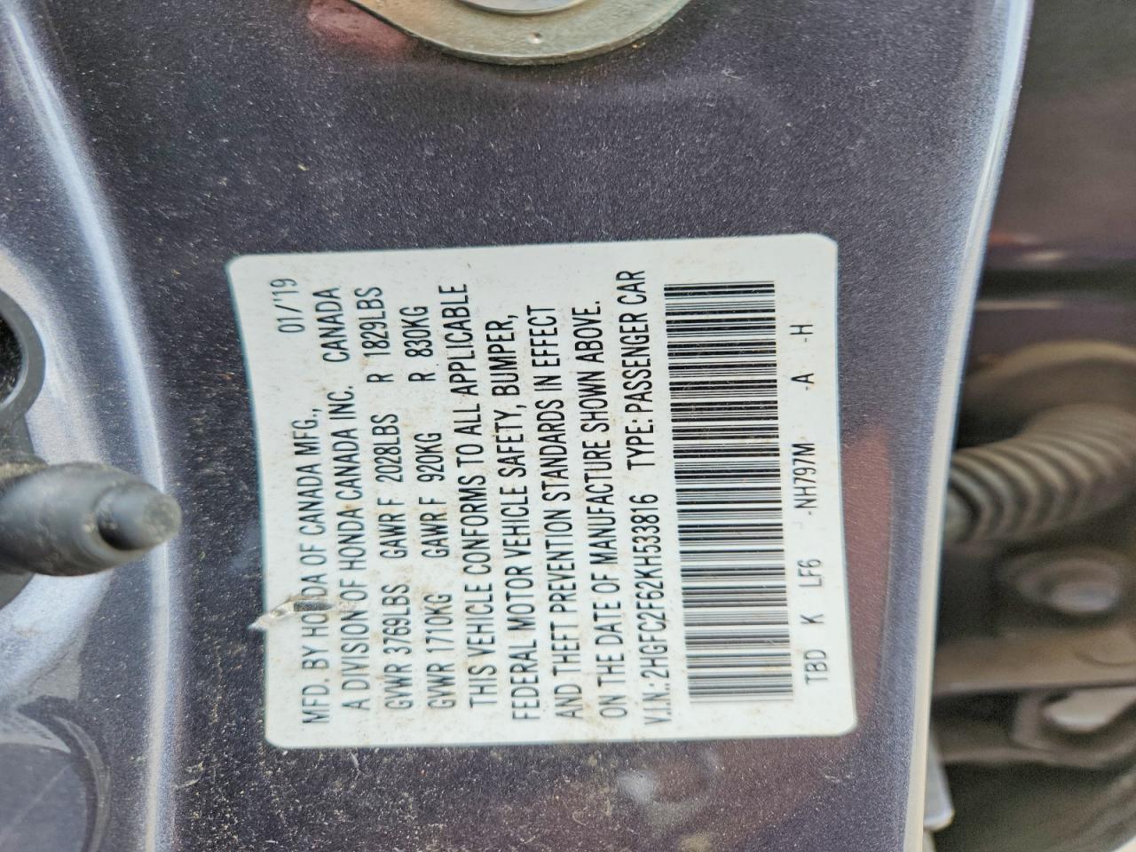 2019 HONDA CIVIC