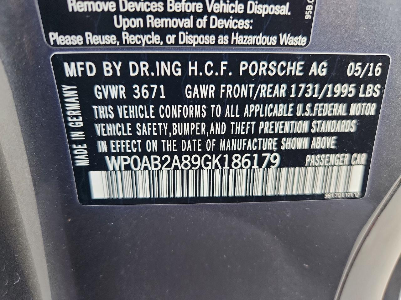 2016 PORSCHE CAYMAN