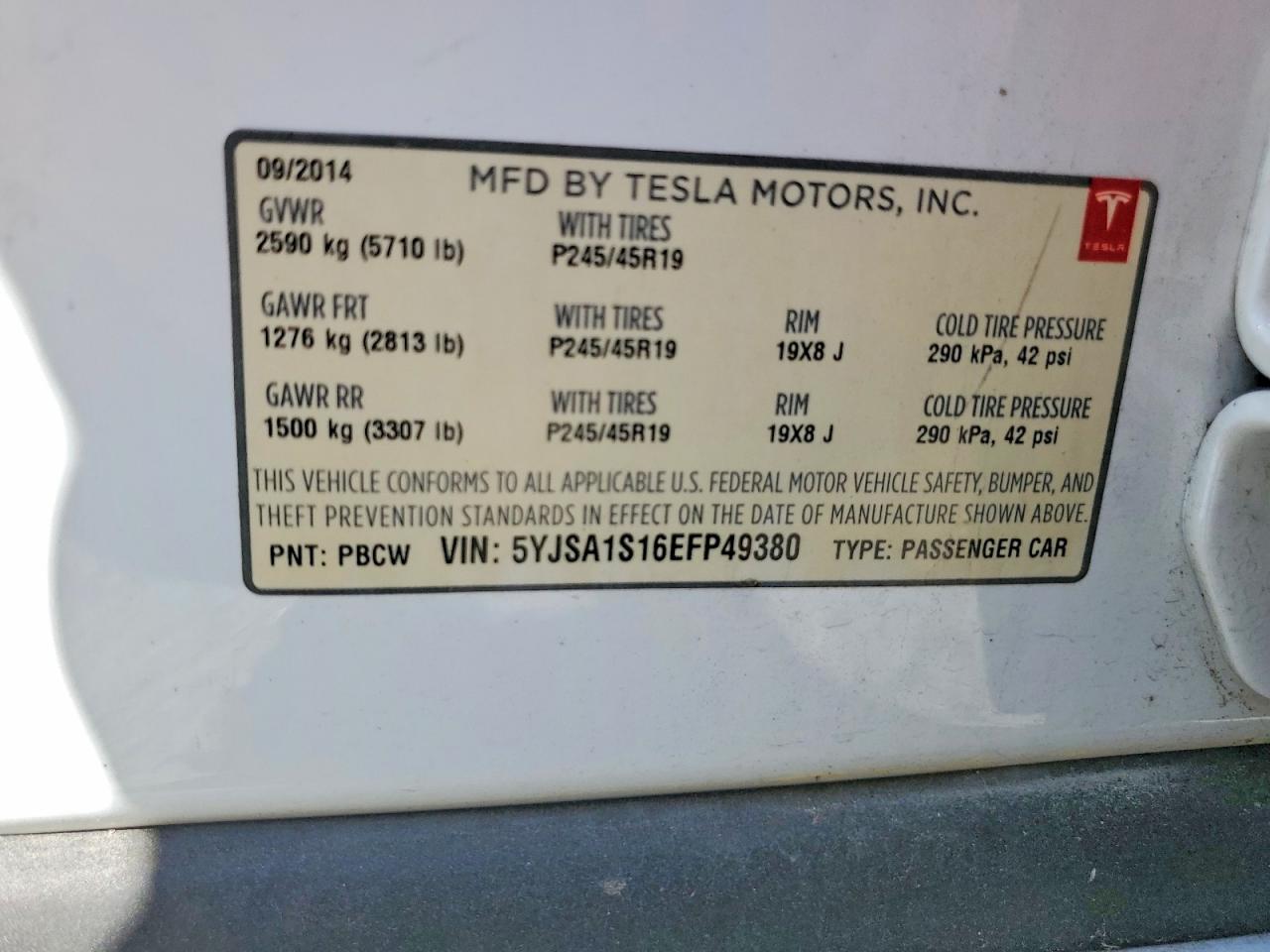 2014 TESLA MODEL S