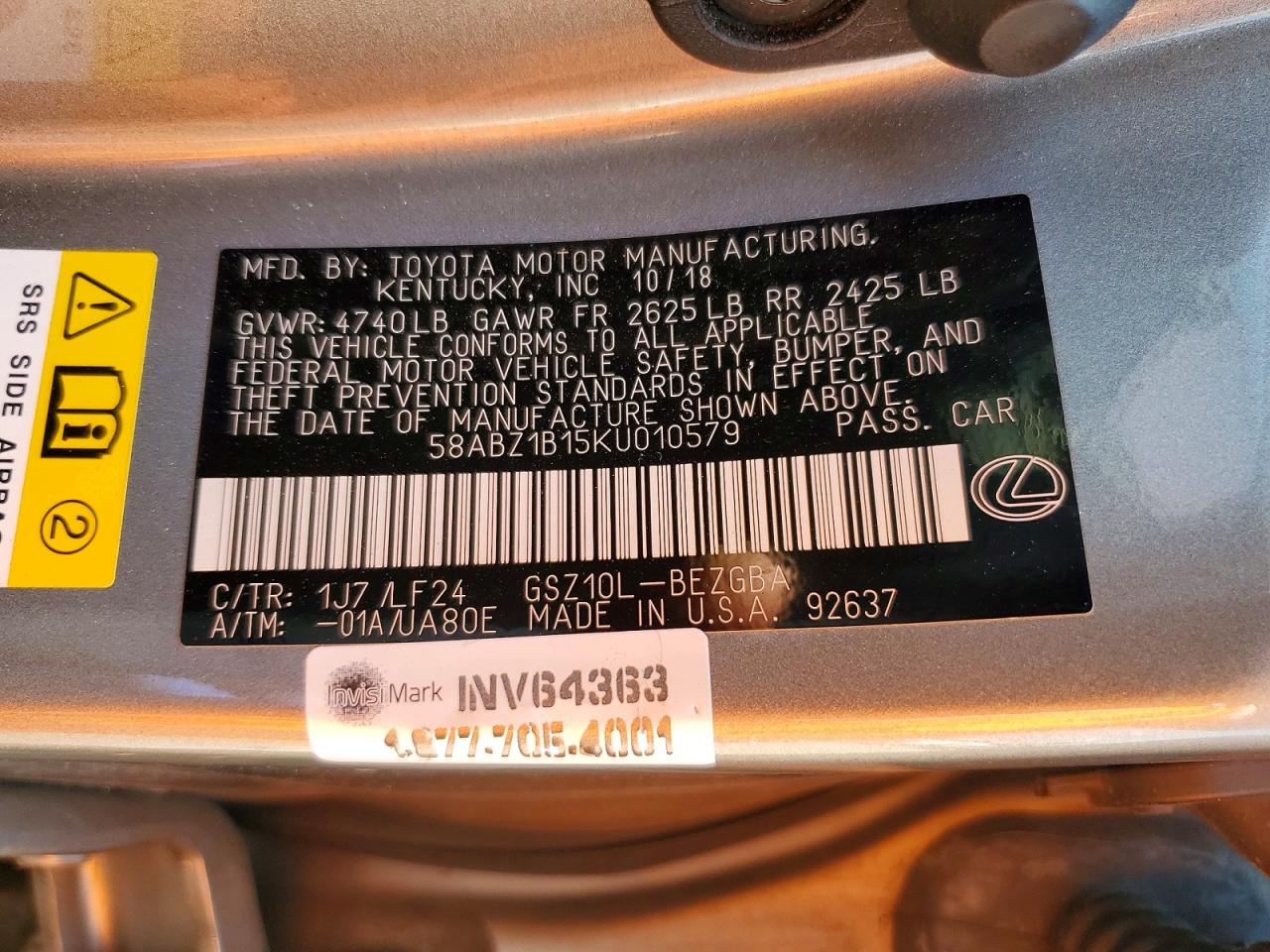 2019 LEXUS ES350