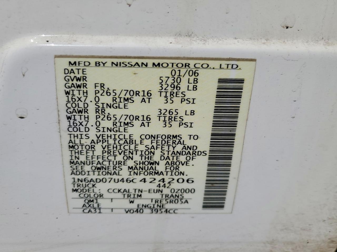 2006 NISSAN FRONTIER